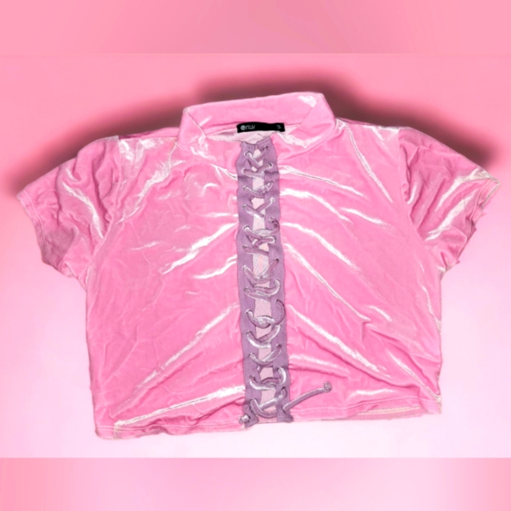 Dolls Kill Modern Angel Plus Velour Crop Top